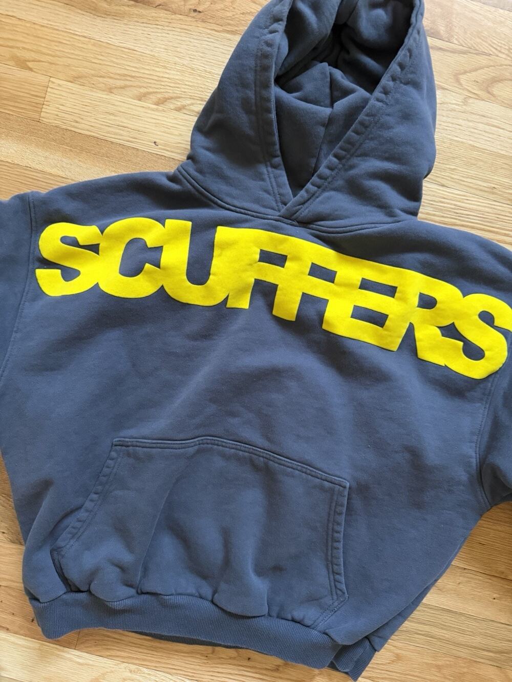 Grail Blue/Yellow Scuffers Soft/Felt Print Hoodie Blue Mens L Rare